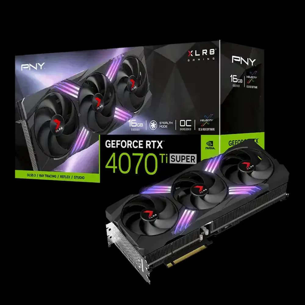 PNY GeForce RTX 4070 Ti SUPER 16GB XLR8 Gaming VERTO EPIC-X RGB Overclocked Triple Fan GDDR6X Graphics Card