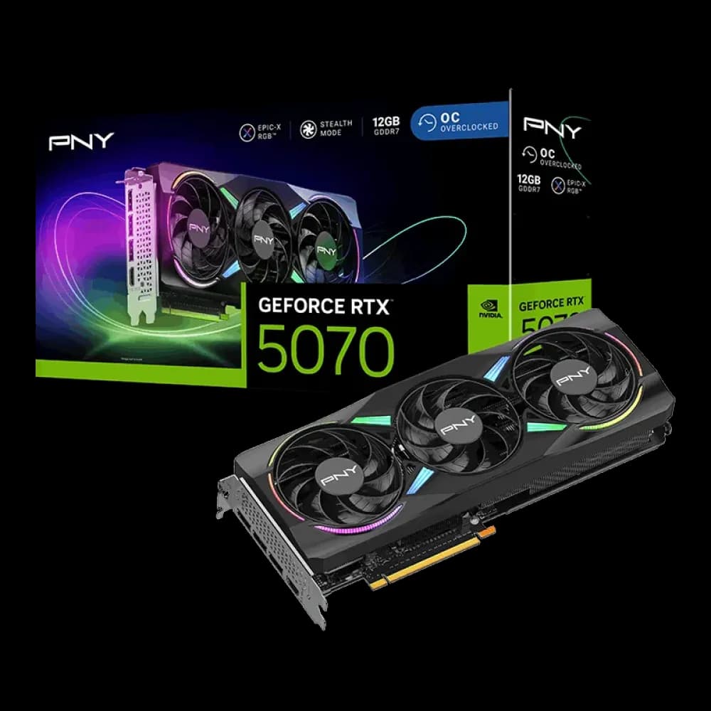 PNY GeForce RTX 5070 ARGB EPIC-X RGB OC Triple Fan 12GB GDDR7 Graphics Card