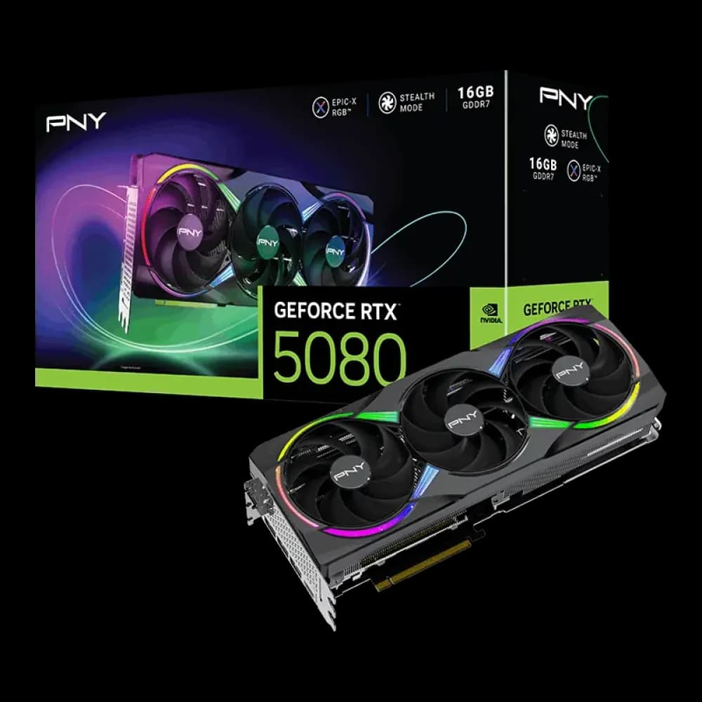 PNY GeForce RTX 5080 16GB GDDR7 ARGB EPIC-X RGB Overclocked Triple Fan Graphics Card