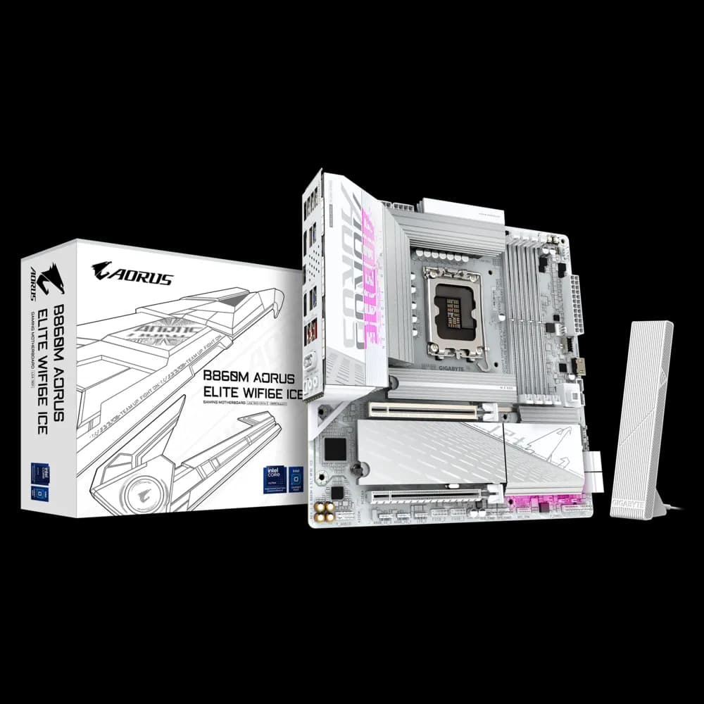 GIGABYTE B860M AORUS ELITE WIFI6E ICE LGA1851 Micro ATX Motherboard